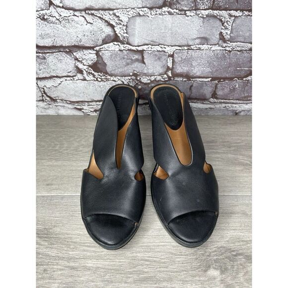 L'Amour Des Pieds Black Leather Strappy Wedge Open Toe Sandals Women 7M US/38EU - Picture 2 of 16